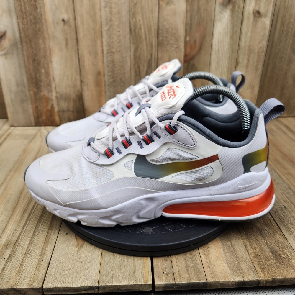 Nike Air Max 270 React Mens size 8 White Iridescent Orange Athletic Shoes